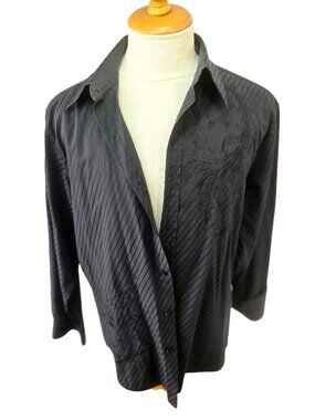 Cultura Mens Embroidered Btn Up Shirt Sz L Cotton Blend Textured Casual Boho